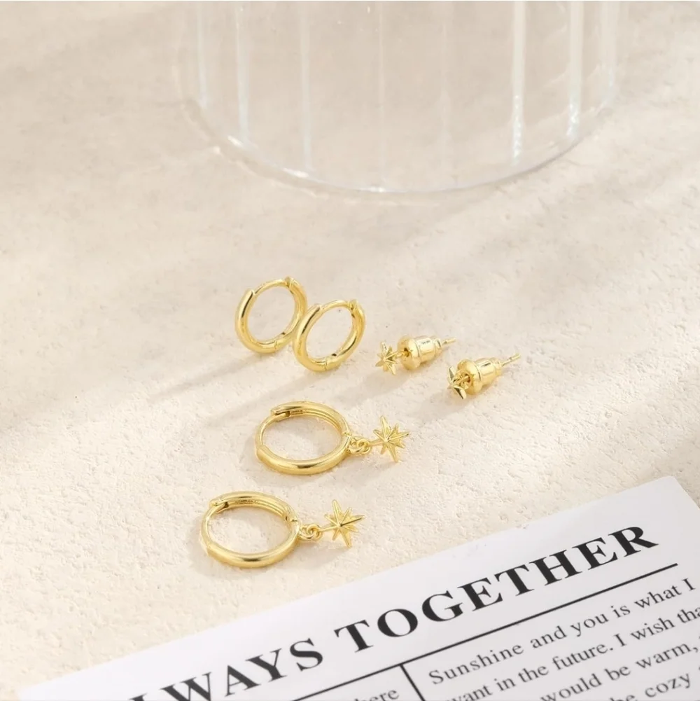 Gold Star Hoop Earrings